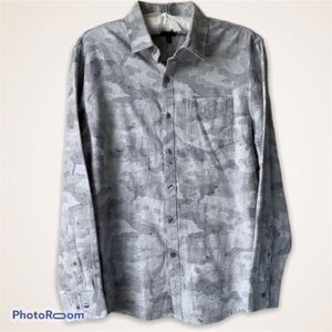 Marc Anthony Slim Fit Brushed Flannel Long Sleeve Shirt S Mens Gray Camo